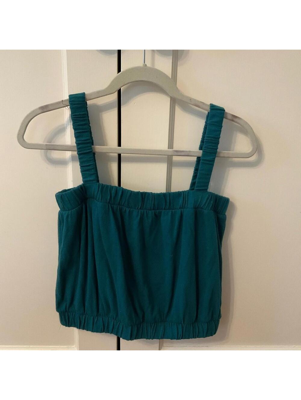 Vintage Others Follow Cropped Green Tank with Elastic Waist, Top and Straps S
